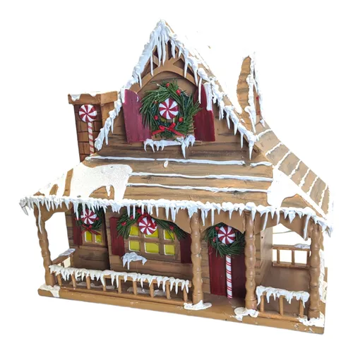 Smalls - Christmas Cabin w Candy Canes/Wreaths - 16.5