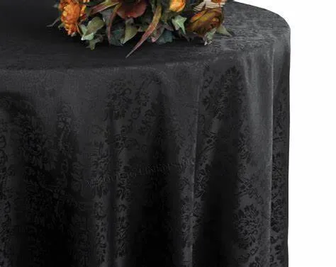 2.7m Black Damask Tablecloth
