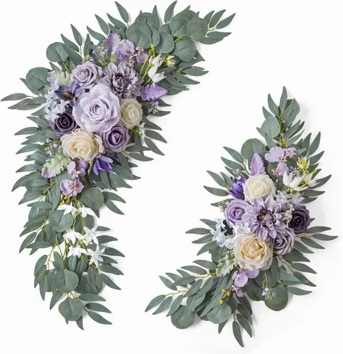 Rental - 2Pc Floral Arch Decorative Accent - (Lilac & Cream)