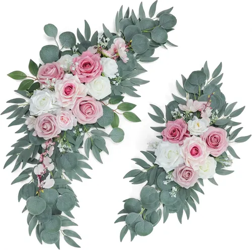 Rental - 2Pc Floral Arch Decorative Accent -Pink and Dusty Rose