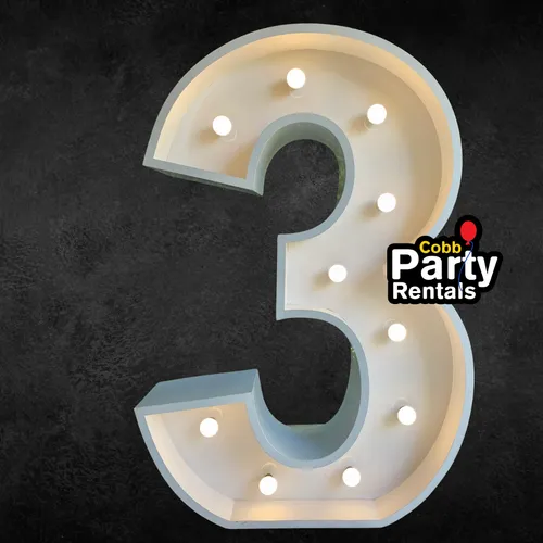 Rentals - Rent Giant Marquee Lightup Number 3 with Lights