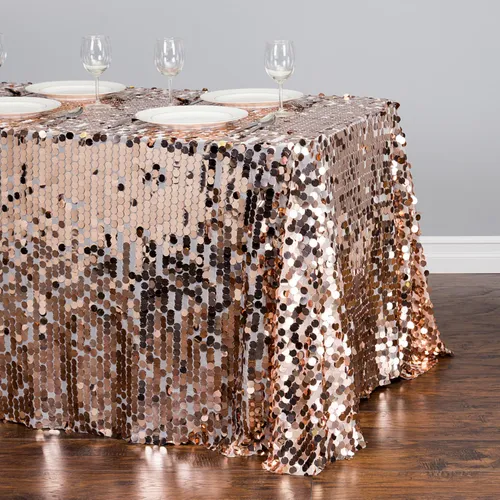 Large Champagne Sequin Guest of Honor Table Cover  90