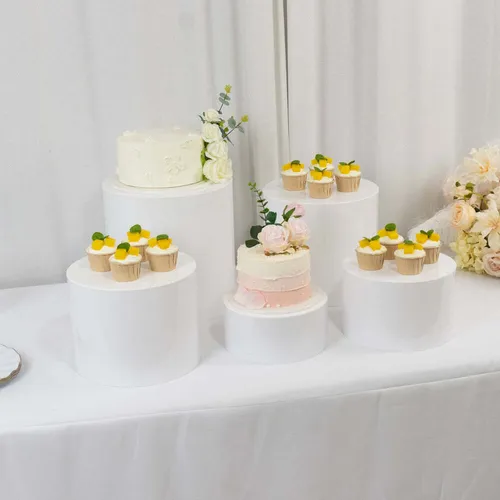 Table Risers/Cake Stands/Small Plinths - Round - White