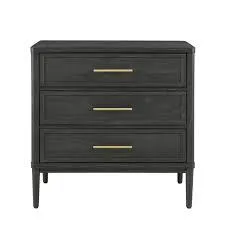 Set of 2 - 3 Drawer Charcoal Nightstands