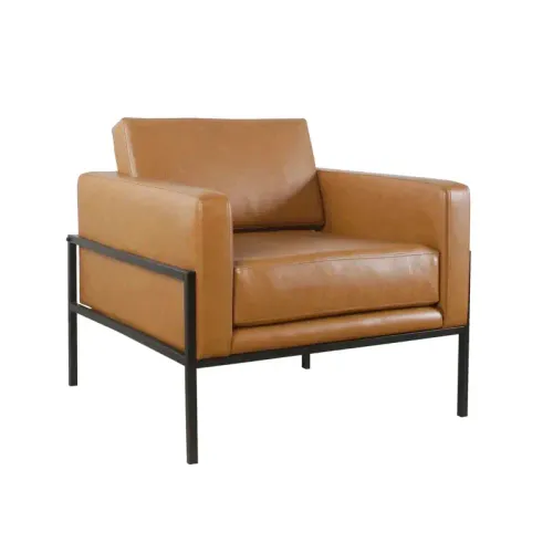 Carmel Faux Leather Accent Chair with Black Frame