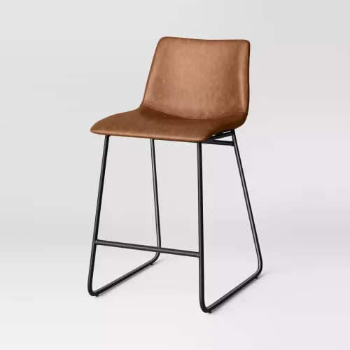 Caramel Leather Barstool - Counter Height
