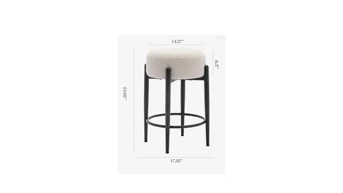 Sherpa Ivory Barstool with Black Base - Counter Height