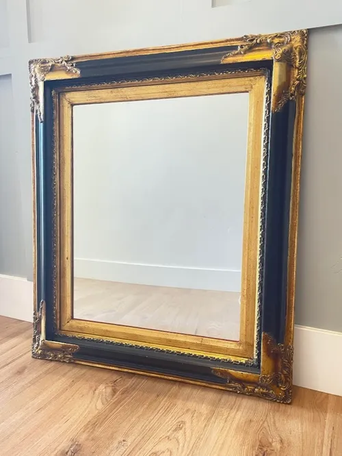 Antique Rectangular Mirror - Gold & Black