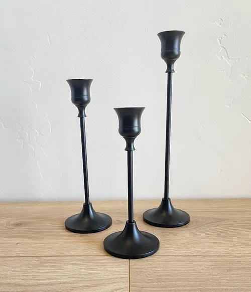 Black Candlestick Holders - Set of 3