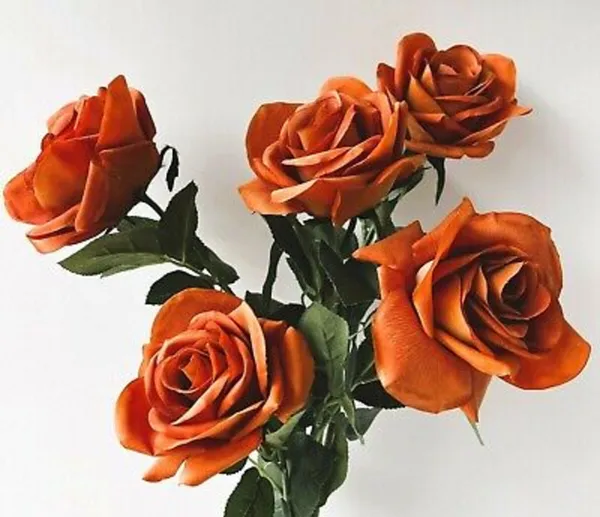 Artificial Burnt Orange Roses