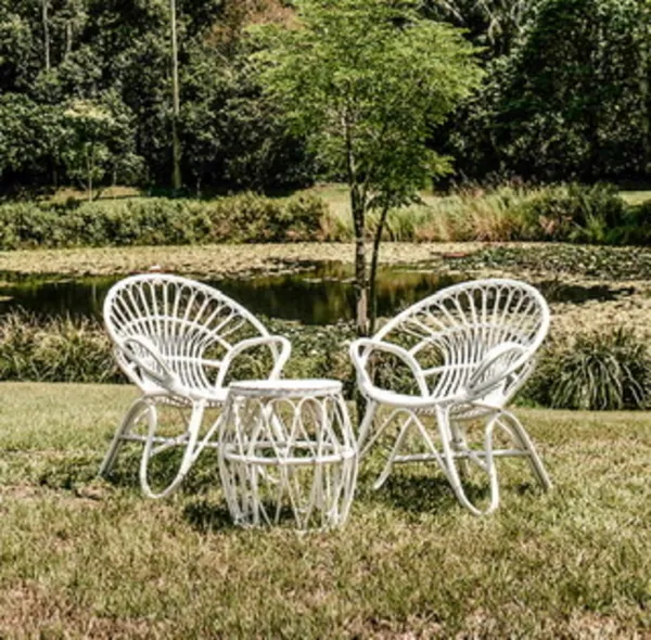 White Wicker Moon Chair Gold Coast Wedding & Event Hire