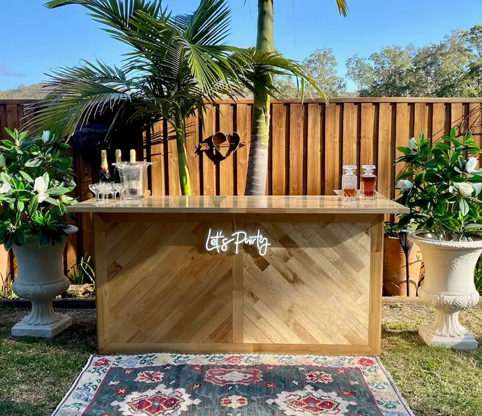 Bar Table Champagne Drink Walls Gold Coast Party Hire Stay Golden Event Hire Stay Golden